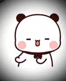 A Cartoon Of A Panda Bear With A Thumbs Up Sign On Its Face . GIF