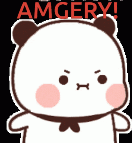 A Cartoon Of A Panda Bear With The Words Amgery Written On It GIF