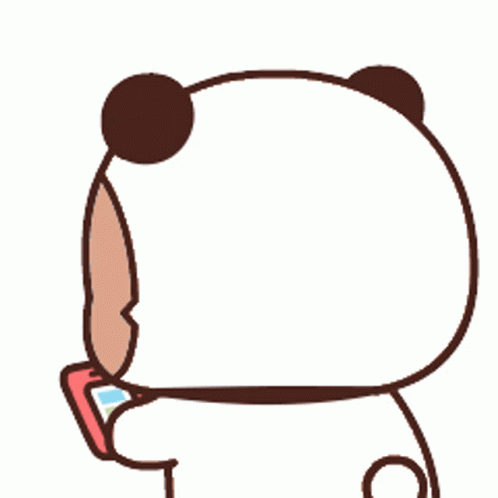 A Cartoon Of A Panda Holding A Cell Phone GIF