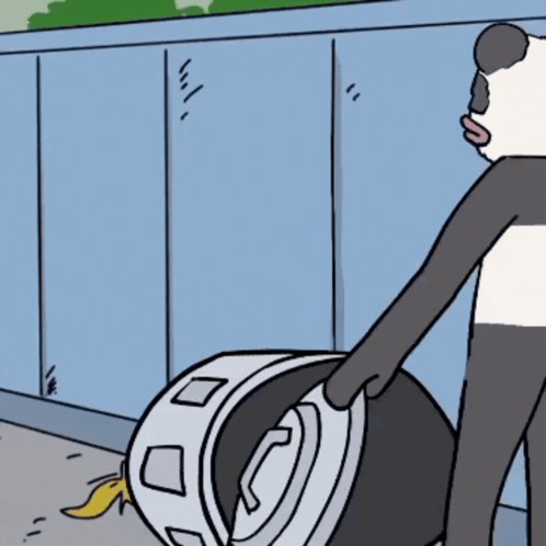 Cartoon Panda Holding Tire With Banana GIF