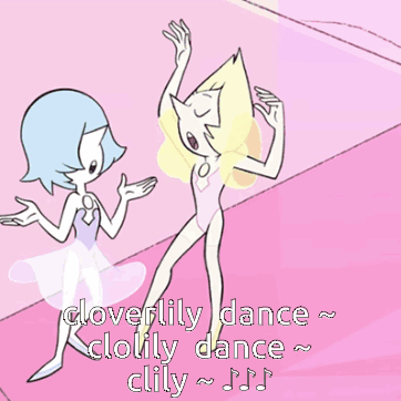 A Cartoon Of A Pearl And A Blue Pearl Dancing GIF