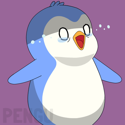A Cartoon Of A Penguin Crying With The Word Pengu On The Bottom GIF
