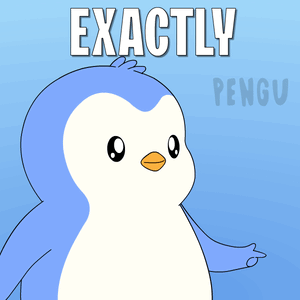 A Cartoon Of A Penguin Giving A Thumbs Up With The Words Exactly Pengu Behind It GIF