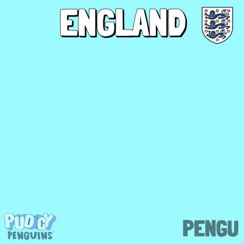 A Cartoon Of A Penguin Holding A Soccer Ball With The Word England On The Bottom GIF
