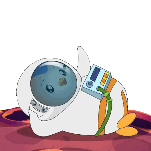 a cartoon of a penguin in a space suit