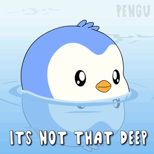 A Cartoon Of A Penguin In The Water With The Words It 'S Not That Deep Below It GIF