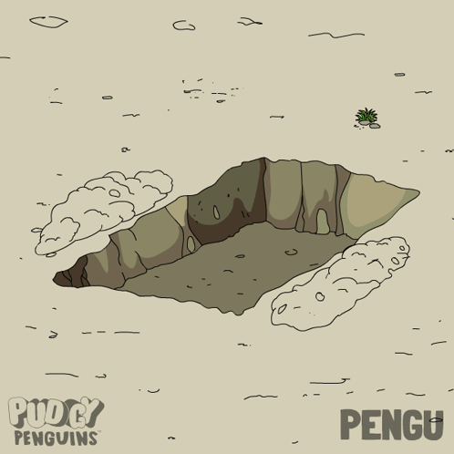 A Cartoon Of A Penguin Jumping Out Of A Hole With Puddy Penguins On The Bottom GIF