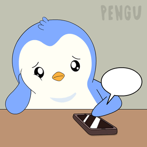 A Cartoon Of A Penguin Looking At A Cell Phone With A Speech Bubble Saying Pengu GIF