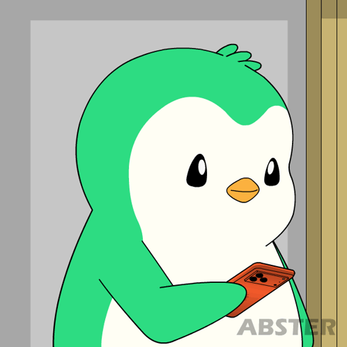 A Cartoon Of A Penguin Talking On A Cell Phone GIF