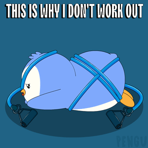 Penguin Tied Up With Caption Why I Don T Work Out GIF