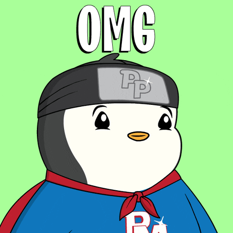 A Cartoon Of A Penguin Wearing A Cape With The Word Omg On Top GIF