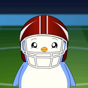 a cartoon of a penguin wearing a football helmet on a field