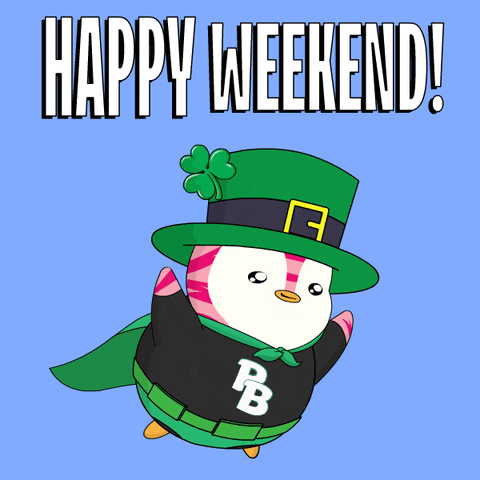 A Cartoon Of A Penguin Wearing A Green Hat And A Black Shirt With The Letter Pb On It GIF