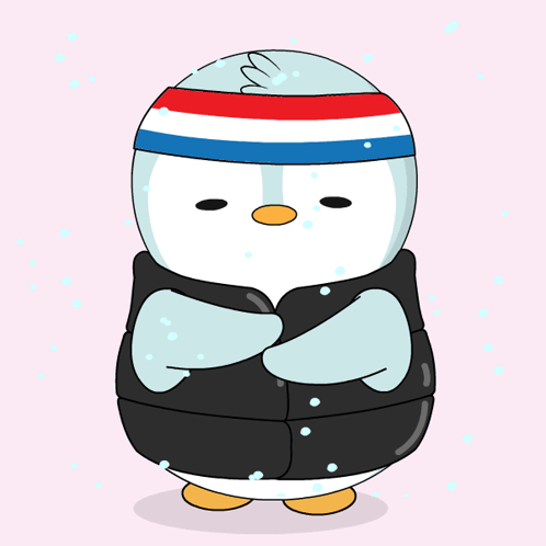 A Cartoon Of A Penguin Wearing A Hat And A Vest GIF