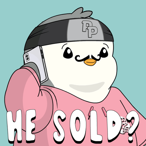 A Cartoon Of A Penguin Wearing A Headband With The Letter Rp On It GIF