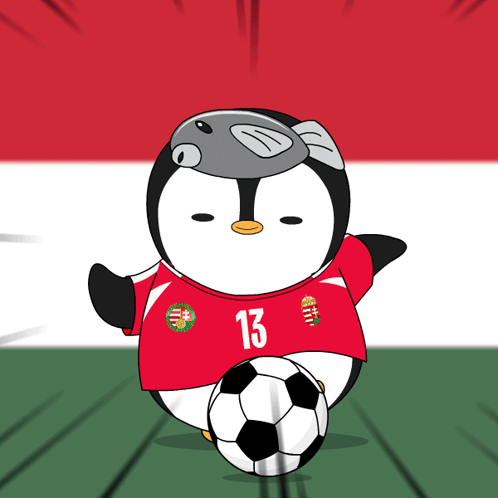 A Cartoon Of A Penguin Wearing A Jersey With The Number 13 GIF