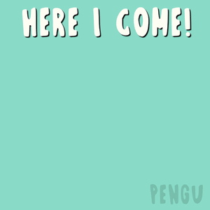 A Cartoon Of A Penguin Wearing A Mask And Goggles Says Here I Come GIF