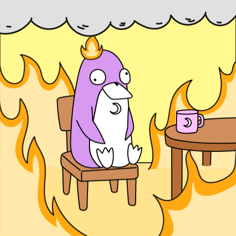 A Cartoon Of A Penguin With A Crown Sitting In A Chair GIF