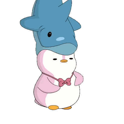 a cartoon of a penguin with a shark on top of it