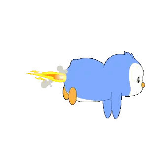 a cartoon of a penguin with smoke coming out of its tail