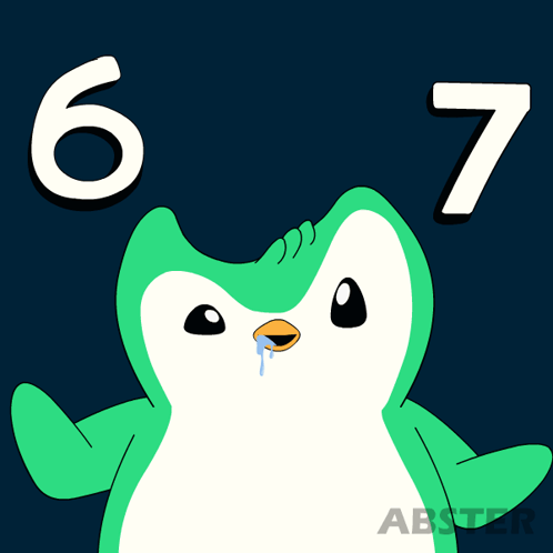 A Cartoon Of A Penguin With The Number 6 And 7 Behind It GIF