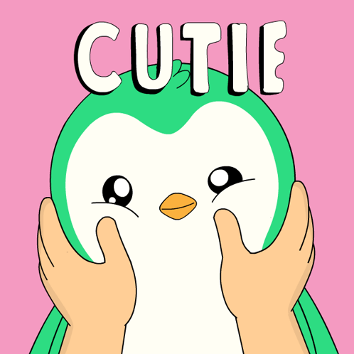 A Cartoon Of A Penguin With The Word Cutie On It GIF