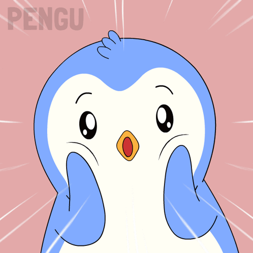 A Cartoon Of A Penguin With The Word Pengu On The Bottom Right GIF