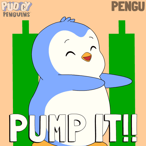 A Cartoon Of A Penguin With The Words Pump It Below It GIF