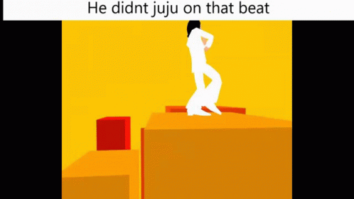 A Cartoon Of A Person Dancing With The Words He Didnt Juju On That Beat Below It GIF