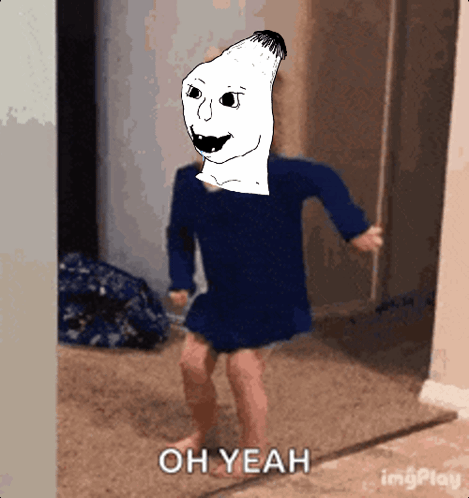A Cartoon Of A Person Dancing With The Words Oh Yeah Below Them GIF