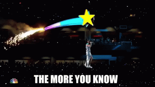 A Cartoon Of A Person Flying Through The Air With The Words " The More You Know " Above Them GIF