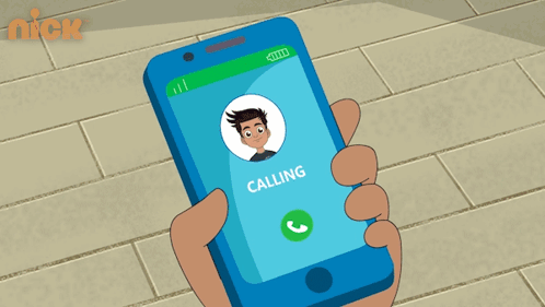A Cartoon Of A Person Holding A Cell Phone With A Nick Logo In The Corner GIF