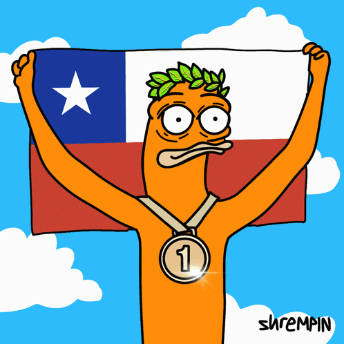 A Cartoon Of A Person Holding A Flag And Wearing A Medal With The Number One On It GIF
