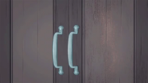 a cartoon of a person holding a handle on a door