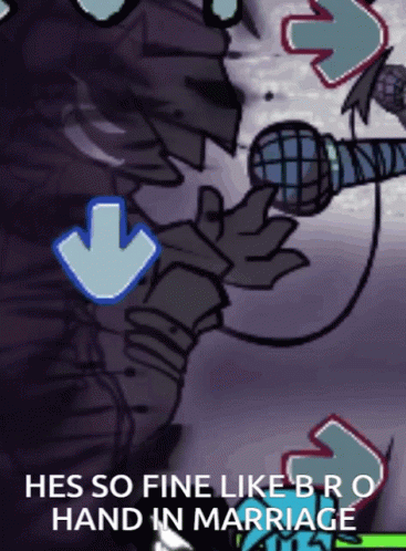 A Cartoon Of A Person Holding A Microphone With An Arrow Pointing Down And The Words Hes So Fine Like Bro Hand In Marria GIF