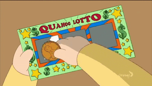 A Cartoon Of A Person Holding A Quahog Lotto Card GIF