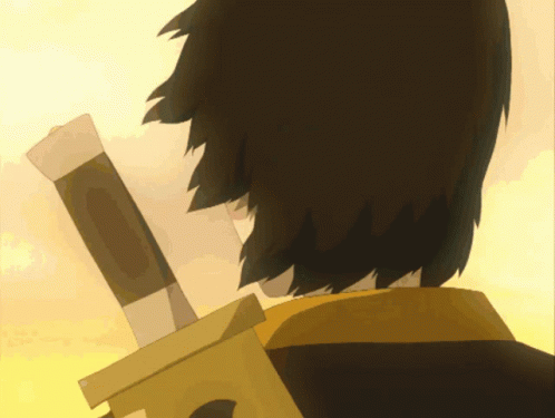 A Cartoon Of A Person Holding A Sword In Their Hand GIF