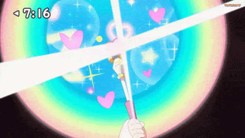 A Cartoon Of A Person Holding A Sword With The Time 7:16 GIF