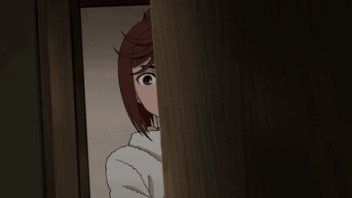 A Cartoon Of A Person In A Red Room With A Clock Behind Them GIF