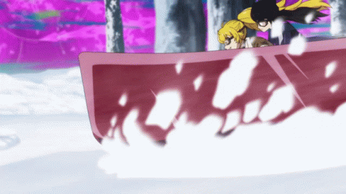 A Cartoon Of A Person Riding A Red Sled GIF