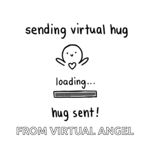 A Cartoon Of A Person Sending A Virtual Hug And A Hug Sent . GIF