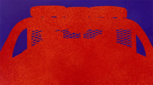 a cartoon of a person sitting on a couch with a purple background