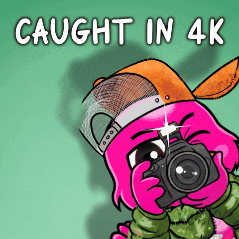 A Cartoon Of A Person Taking A Picture With The Words Caught In 4K GIF
