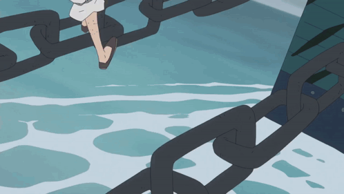 A Cartoon Of A Person Walking On A Chain GIF