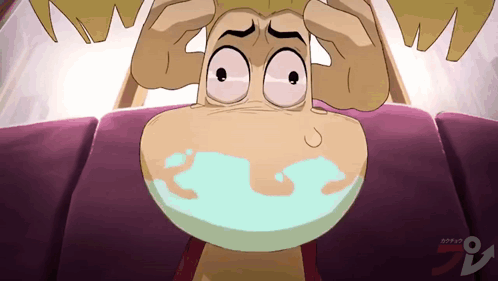 A Cartoon Of A Person With A Mask On Their Face With The Letter O In The Corner GIF
