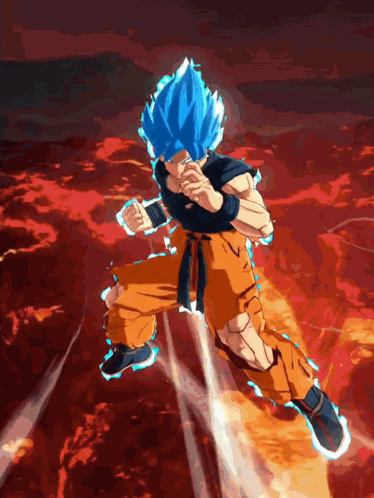 A Cartoon Of A Person With Blue Hair And Orange Pants GIF