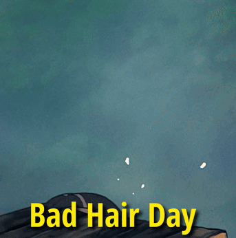 A Cartoon Of A Person With Red Hair And The Words Bad Hair Day GIF