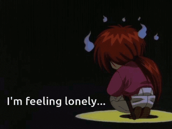 A Cartoon Of A Person With The Words " I 'M Feeling Lonely " GIF