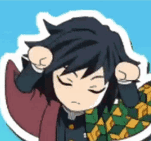 A Cartoon Of A Person With Their Eyes Closed And A Fist In The Air . GIF