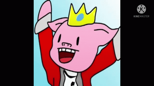 A Cartoon Of A Pig Wearing A Crown And Waving His Hand . GIF